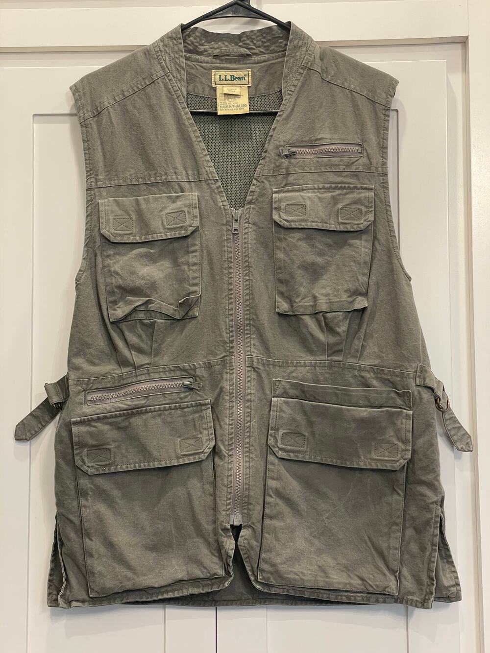 L.L. Bean women's Khaki Field Vest fishing safari photog cargo SM VTG